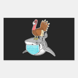 Türkei Riding Shark Face Mask Funny Animal Rechteckiger Aufkleber