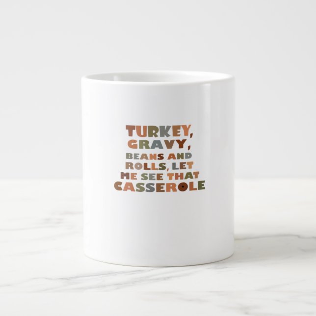 Türkei Rolls Casserole, Erntedank Retro Funny F Jumbo-Tasse (Vorderseite)