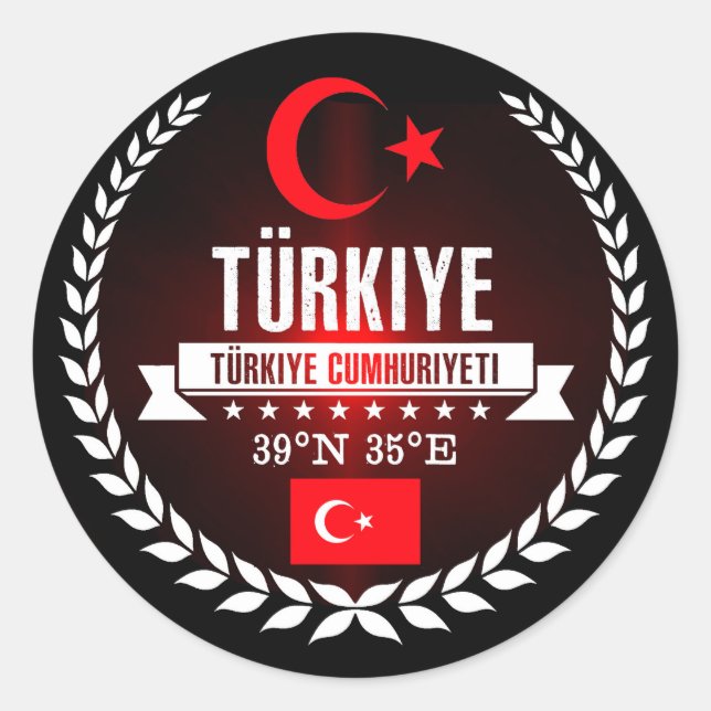 Türkei Runder Aufkleber (Vorderseite)