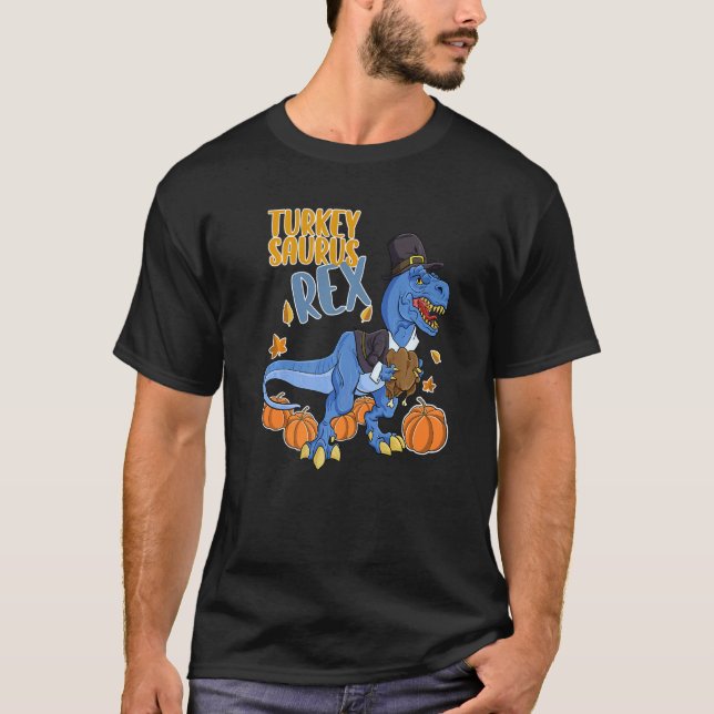 Türkei Saurus Rex I Trex Pilgrim Hat I Dinosaur Th T-Shirt (Vorderseite)