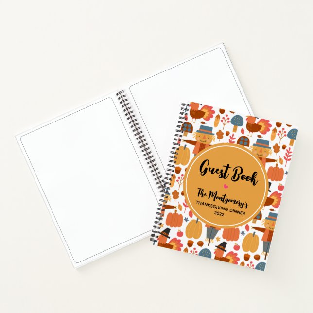 Türkei & Scarecrow Erntedank Pattern Gästebuch Notizbuch (Innenseite)