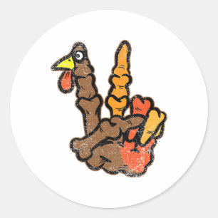 Türkei Skeleton Hand Peace Sign Erntedank Day F Runder Aufkleber