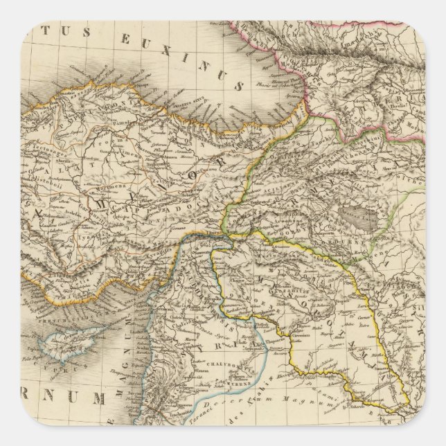 Türkei - Syrien-Karte Quadratischer Aufkleber (Vorderseite)