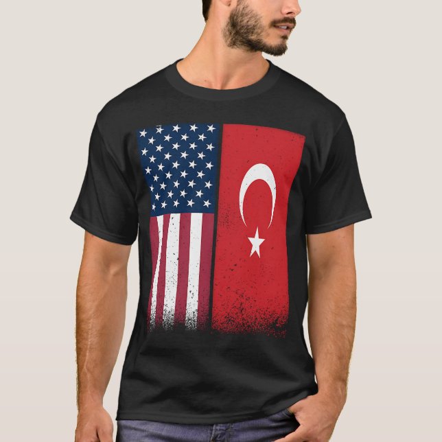 Türkei Türkische Flagge Prof. USA Türkei T-Shirt (Vorderseite)