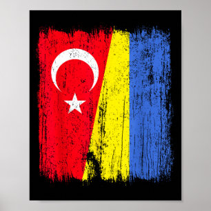 Türkei Ukraine Halbflagge Türkisch Ukrainisches Er Poster