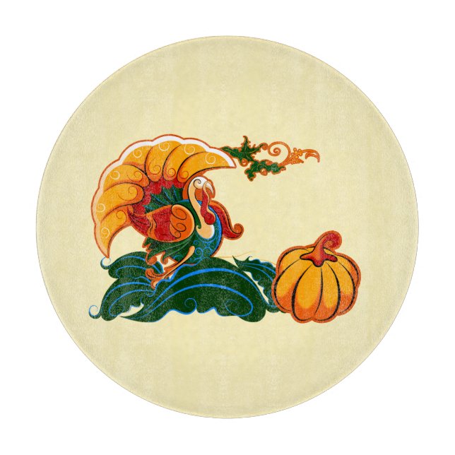 Türkei und Pumpkin-Erntedank Schneidebrett (Vorderseite)