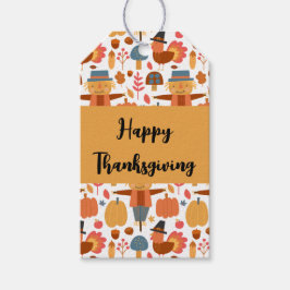 Türkei und Scarecrow Erntedank Pattern Geschenkanhänger