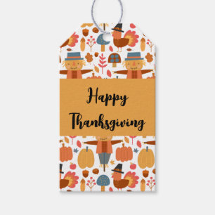 Türkei und Scarecrow Erntedank Pattern Geschenkanhänger