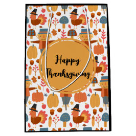 Türkei und Scarecrow Erntedank Pattern Mittlere Geschenktüte