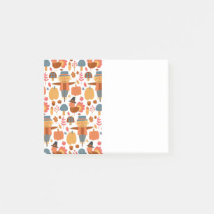 Türkei und Scarecrow Erntedank Pattern Post-it Klebezettel