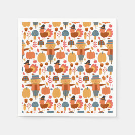 Türkei und Scarecrow Erntedank Pattern Serviette