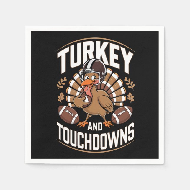 Türkei und Touchdowns Erntedank Football Serviette (Vorderseite)