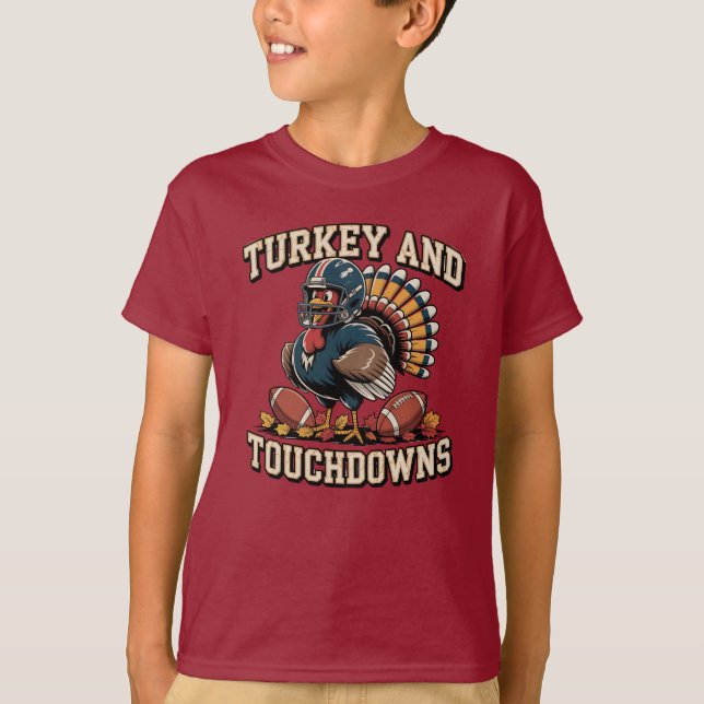 Türkei und Touchdowns Funny Erntedank T - Shirt (Vorderseite)
