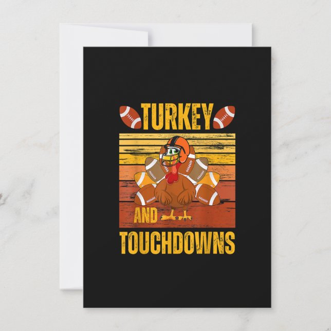 Türkei und Touchdowns Fußball Erntedank Männer Wo Einladung (Vorderseite)