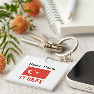 Türkei und türkische Flagge personalisiert  Schlüsselanhänger