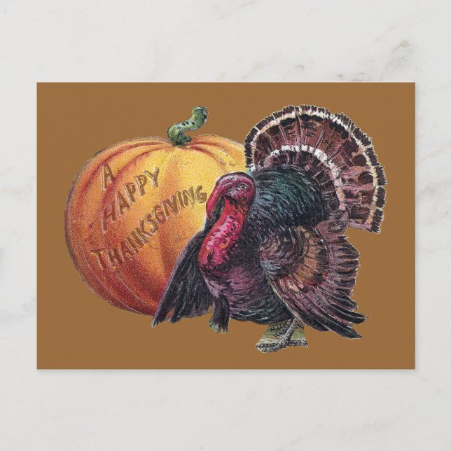 Türkei und Vintager Erntedank Pumpkin Feiertagspostkarte (Vorderseite)