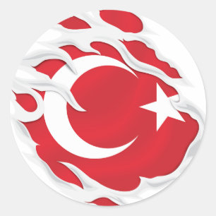 Türkei Zerrissene Flagge Klassischer Rund Sticker