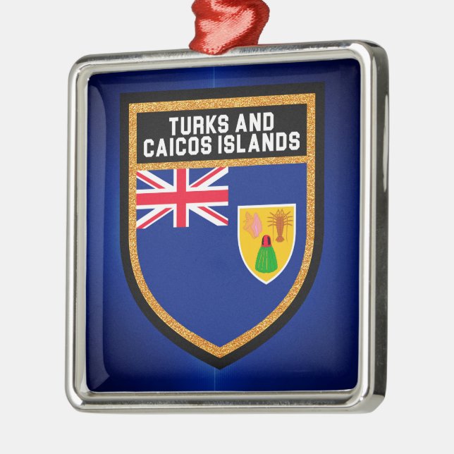 Türken und Caicos-Flagge Silbernes Ornament (Links)