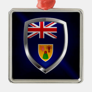 Türken und Caicos-Inseln Metallisches Emblem Ornament Aus Metall