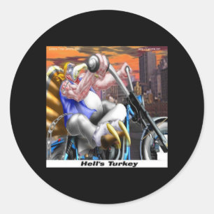 Turkey Biker Funny Runder Aufkleber