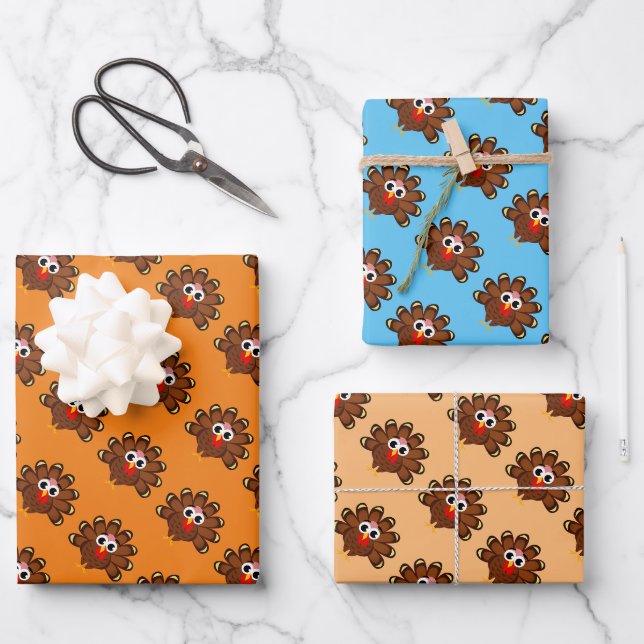 Turkey bird thanksgiving Wrapping Paper Sheets Geschenkpapier Set (Vorderseite)