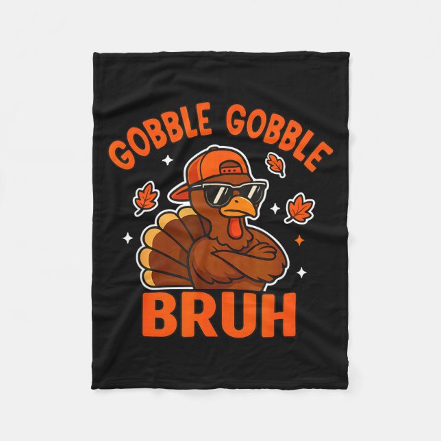 Turkey Bruh Thanksgiving Gobble Shirt Kids Teens B Fleecedecke (Vorderseite)