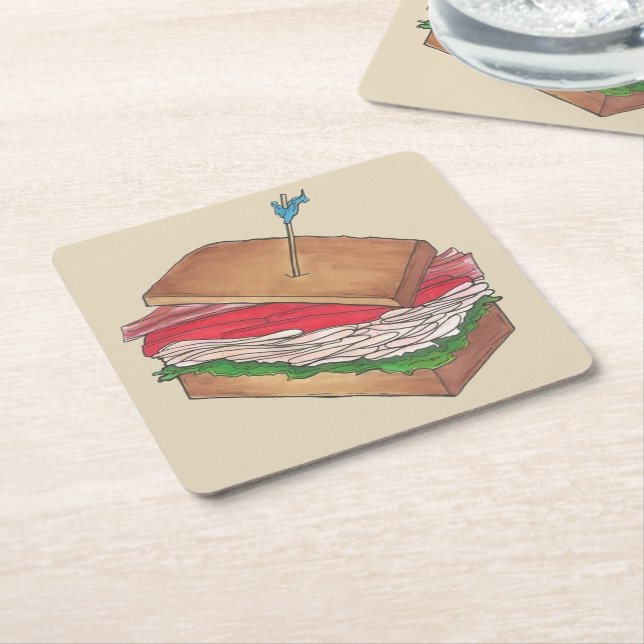 Turkey Club Sandwich Restaurant Diner Feinschmecke Rechteckiger Pappuntersetzer (angewinkelt)