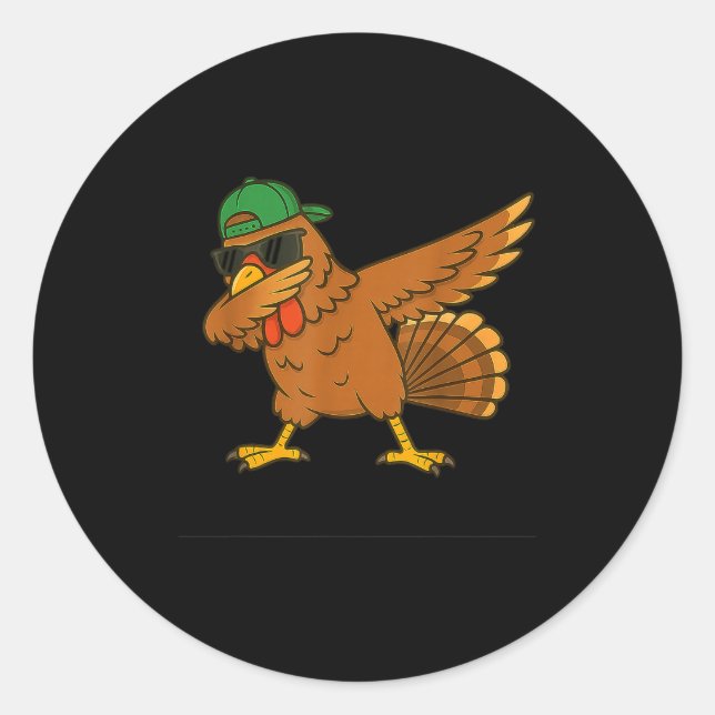 Turkey Dab Meme Animal Dance Funny For Men Women K Runder Aufkleber (Vorderseite)