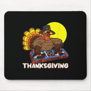 Turkey DJ Erntedank Day Cool Fall Dance Music D Mousepad