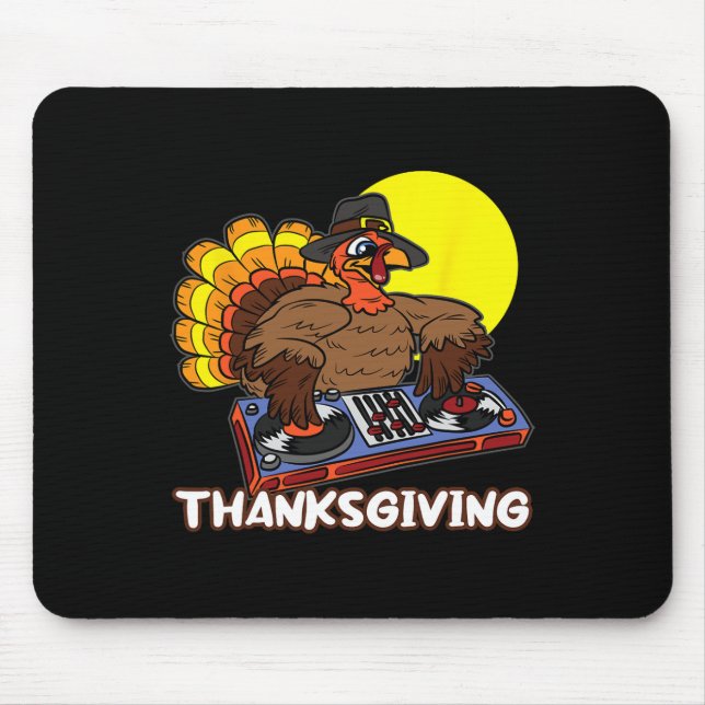 Turkey DJ Erntedank Day Cool Fall Dance Music D Mousepad (Vorne)