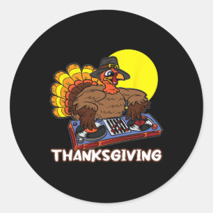 Turkey DJ Erntedank Day Cool Fall Dance Music D Runder Aufkleber