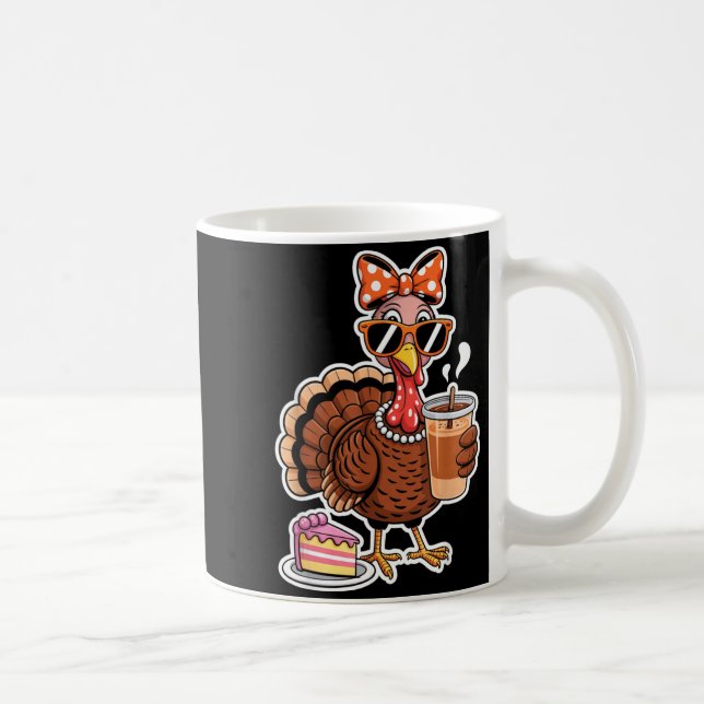 Turkey Drinking Coffee Bow Thanksgiving Womens Tur Kaffeetasse (Rechts)