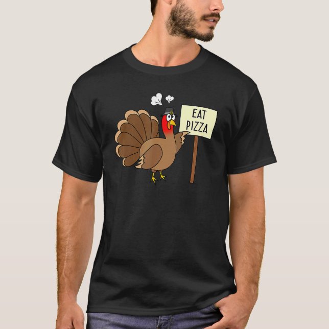 Turkey Eat Pizza Adult Vegan Kids  Thanksgiving 2 T-Shirt (Vorderseite)