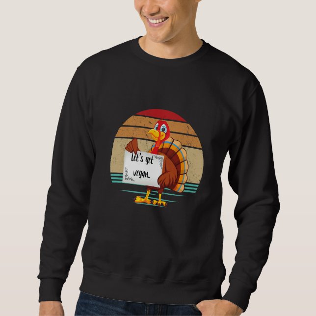 Turkey Eat Pizza Adult Vegan Kids  Thanksgiving Sweatshirt (Vorderseite)