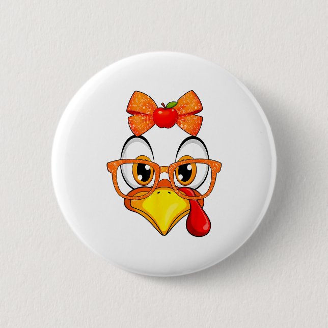 Turkey Face Apple Coquette Fall Thanksgiving Costu Button (Vorderseite)