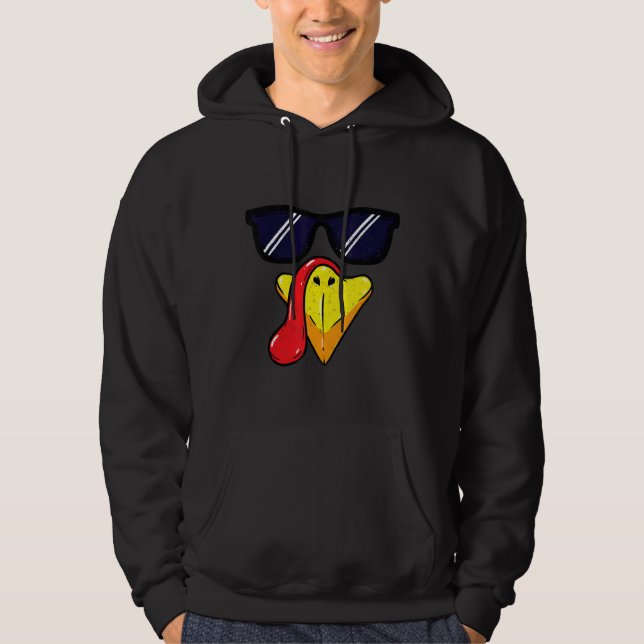 Turkey Face Thanksgiving Day Pilgrim Trot Costume Hoodie (Vorderseite)