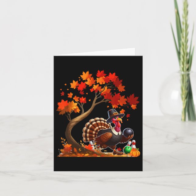 Turkey Fall Tree Erntedank Bowling Lover Player Karte (Vorderseite)