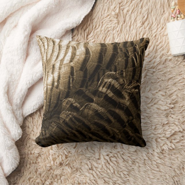 Turkey Feathers Bronze Tone Bird Kissen (Decke)