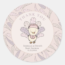 Turkey & Feathers Fall Girl Babydusche Vielen Dank Runder Aufkleber
