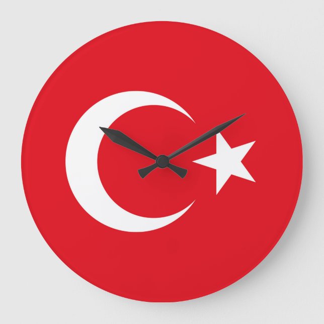 Turkey Flag Große Wanduhr (Vorderseite)
