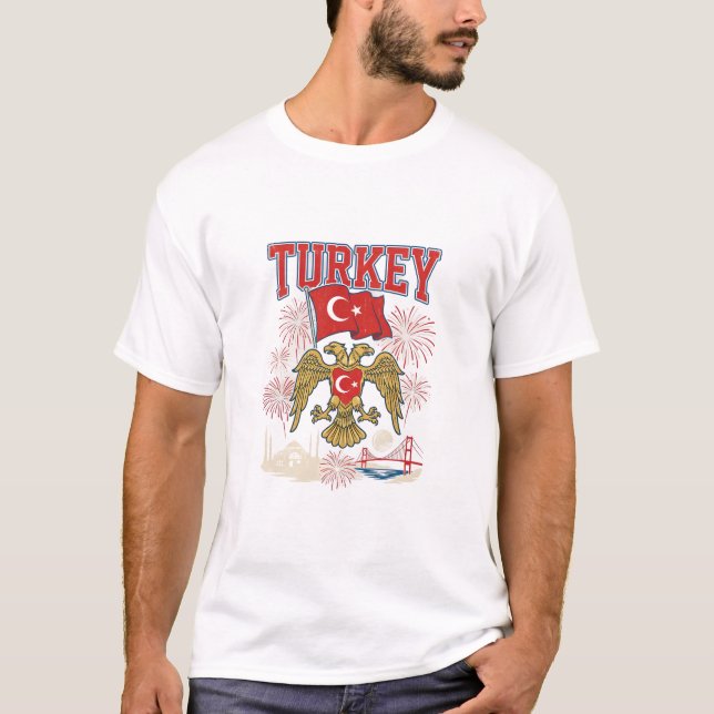 Turkey Flag Patriotic Double-Headed Eagle Celebrat T-Shirt (Vorderseite)