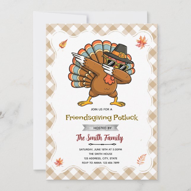 Turkey Friendsgiving party invitation Einladung (Vorderseite)