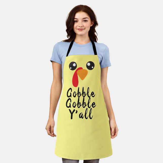 Turkey Gobble Yall - Baker Chef Holiday Fun Schürze (Getragen)