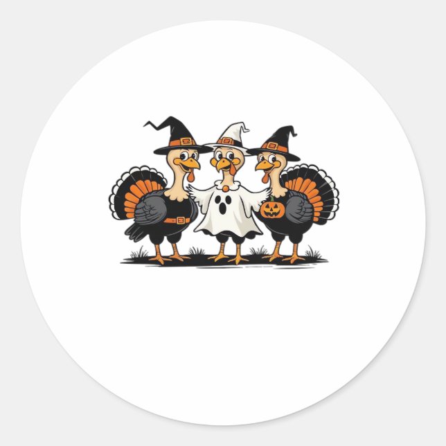 Turkey Halloween Boo, Thanksgiving Turkey, Spooky  Runder Aufkleber (Vorderseite)
