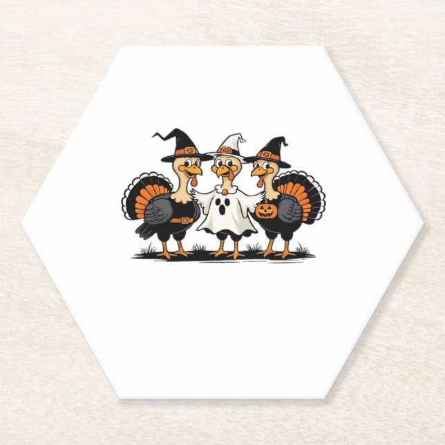 Turkey Halloween Boo, Thanksgiving Turkey, Spooky  Untersetzer (Vorderseite)