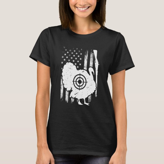 Turkey Hunting Patriotic American Flag Turkey Hunt T-Shirt (Vorderseite)