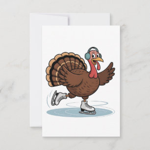 Turkey Ice Skaten Erntedank Gobbler Dankeskarte