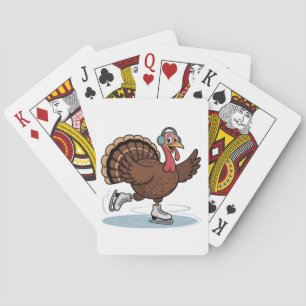 Turkey Ice Skaten Erntedank Gobbler Spielkarten