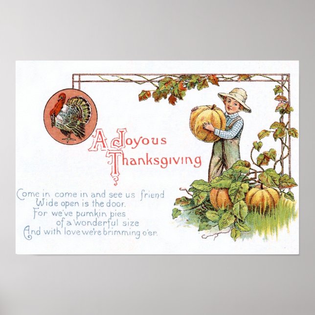 Turkey Little Boy Pumpkin Patch Poster (Vorne)