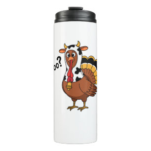 Turkey Moo Cow Funny Erntedank Performance Spri Thermosbecher